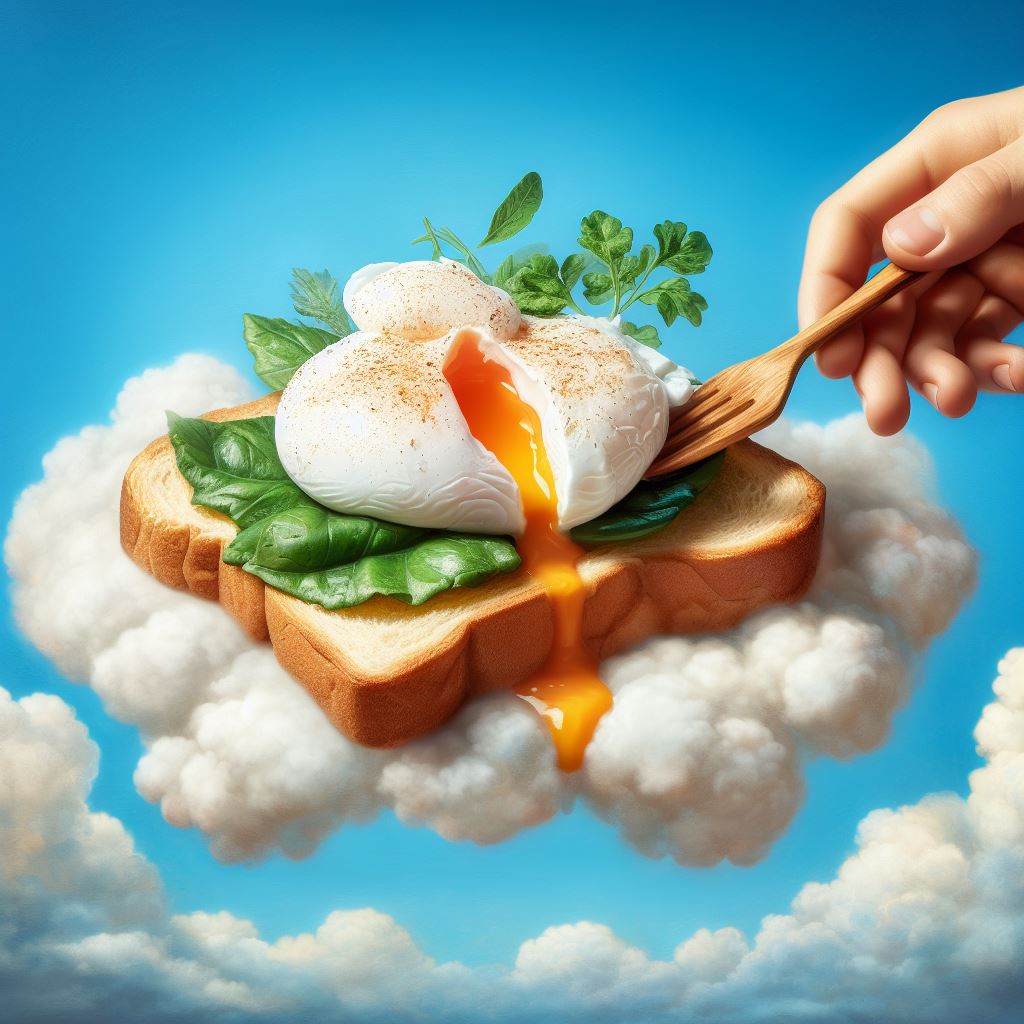 Runny and creamy poached eggs
