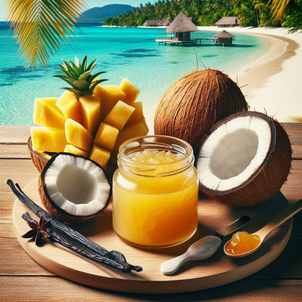 Pineapple, coconut and vanilla jam