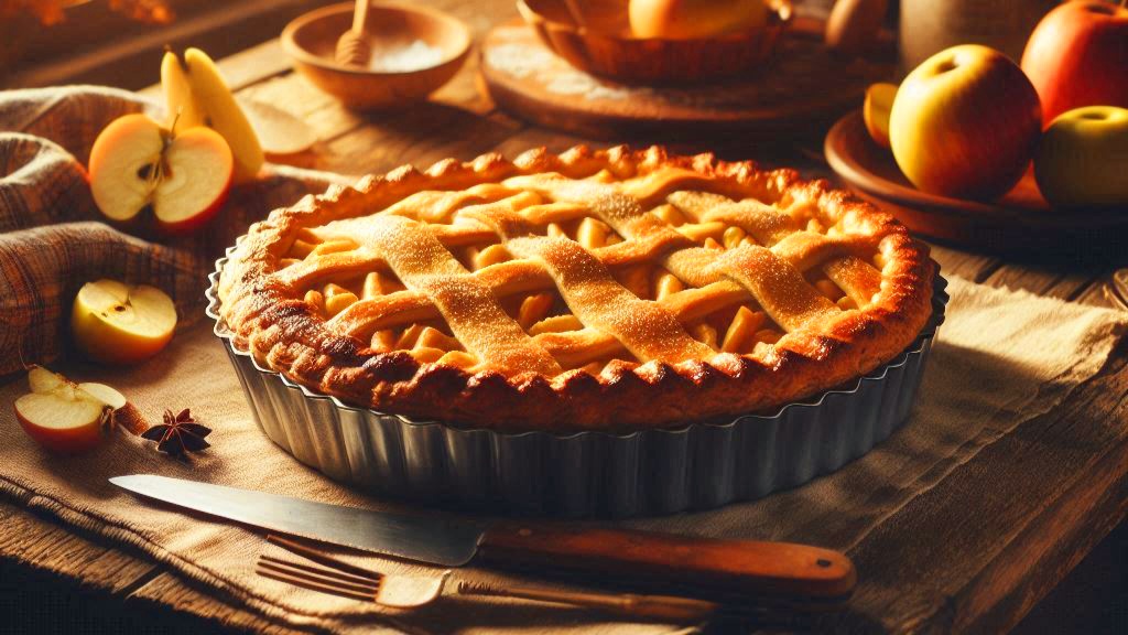 Apple pie on shortcrust pastry